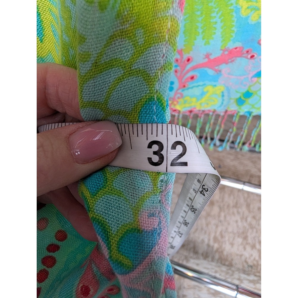 Lilly Pulitzer Scarf Sarong Womens OS Blue Green Pink Under the Sea Gecko Resort - Picture 7 of 8
